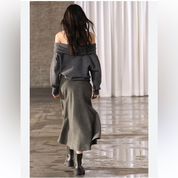 ZARA Wool blend cape skirt Midi A-line silhouette ZW collection Gray size XS NWT - Picture 5 of 12